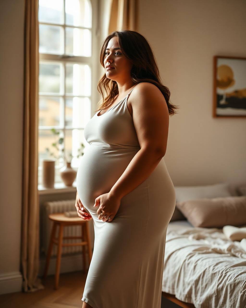 No visible panty line under a bone slip dress